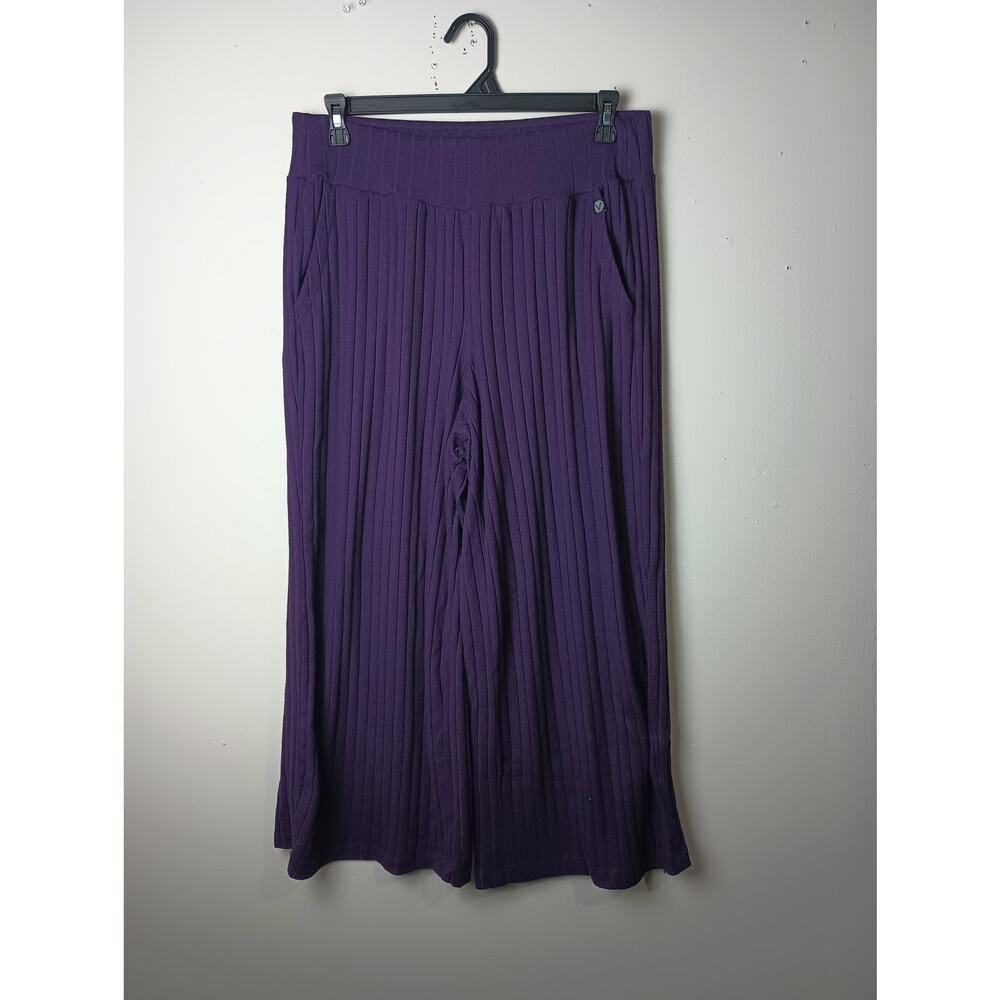 Livi Active Hacci Wide Leg Pant Purple Women's 14/16 Stretch Ribbed Pockets